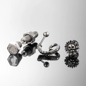 Stainless Steel Stud Earrings Bolt Screw Octopus Tentacle Skull Sunflower Punk Gothic Industrial Piercing Jewelry Unisex