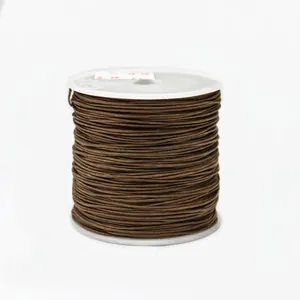 0.8mm dark brown braided nylon cord on white plastic spool for DIY jewelry making