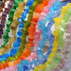 Rainbow cat eye stone bead strands in irregular shapes for DIY jewelry making