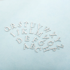 Set of 26 polished silver stainless steel A-Z alphabet charms for necklaces