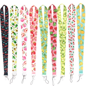 Cute Fruit Pattern Polyester Lanyard Heat Transfer Printed Cartoon Neck Strap For Phone Camera Key ID Badge Holder Accessories