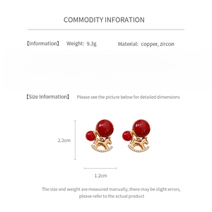 Detail specifications of zircon rocking horse earrings with dimensions and material info