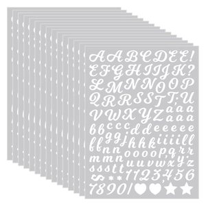 Macro detail of layered 0.5-inch waterproof alphabet and number stickers for DIY crafts