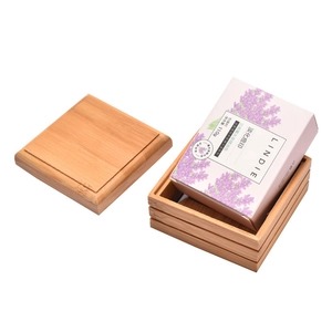 Minimalist bamboo soap holder set with handmade lavender essential oil soap 110g