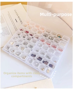 50-grid clear acrylic jewelry organizer box for earrings, rings and necklaces