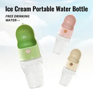 Portable Pet Water Bottle Leak Proof Dog Travel Drinker Ice Cream Shape Outdoor Walking Dispenser With Lanyard