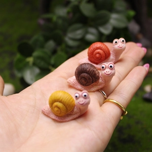 Three cute miniature resin snails for micro landscape garden and succulent plant decoration