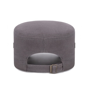 Men's breathable cotton cadet cap in dark grey with adjustable metal buckle strap