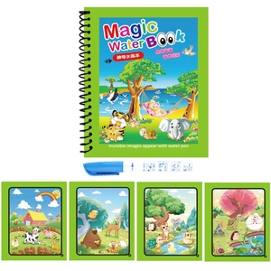 Reusable magic water drawing book set with forest animal theme and refillable pen