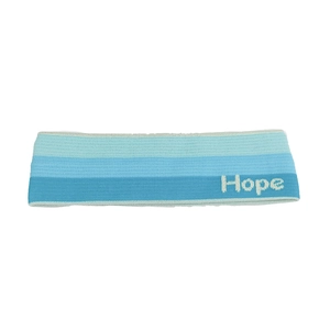 Blue gradient striped athletic headband with Hope embroidery for yoga and running