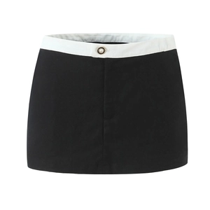 Contrast button sleeveless top and high waist bodycon mini skirt two-piece set