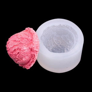 Macro detail of high-quality silicone mold with a realistic pink ice cream scoop product