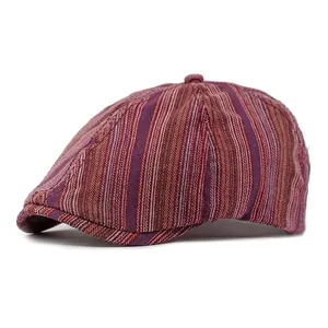 Casquette gavroche colorée style ethnique avec rayures vintage pour hommes et femmes