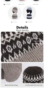 Detailed close-up of thermal fleece lining and knit texture of the beanie scarf set