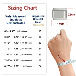 Guida alle taglie per bracciali modular italiani con numero di maglie per polso
