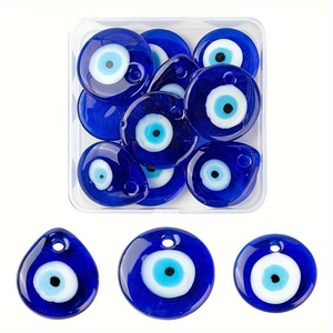 Set di ciondoli in vetro occhio blu turco con perline rotonde e a forma di goccia