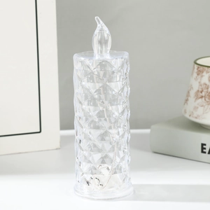 Detailed view of LED rose light with crystal texture and realistic flickering flame