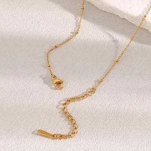 18K gold plated stainless steel diamond pendant chain necklace with lobster clasp