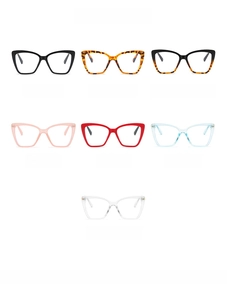 Detailed color display of butterfly frame glasses in seven stylish colors for women