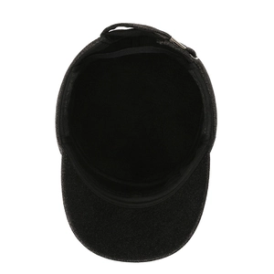 Men's winter thick wool cadet cap in black with adjustable strap and ear protection