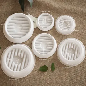 6-piece round striped silicone mold set for resin coasters and candle bases