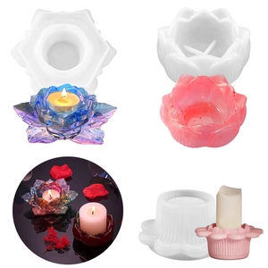 Lotus Flower Candle Holder Silicone Mold DIY Resin Casting Flower Storage Box Ashtray Plaster Ornament Home Decor