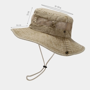 Cappello da sole kaki con rete traspirante e cinturino regolabile per escursionismo