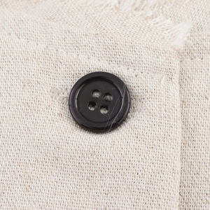 Linen texture sleeveless vest set with raw edge details and black button closure