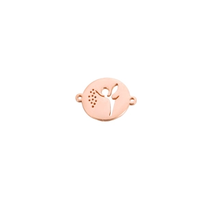 Macro detail of rose gold hollow fairy charm connector for DIY jewelry making