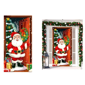 Christmas Santa Claus door banner decoration for outdoor holiday party and home yard decor