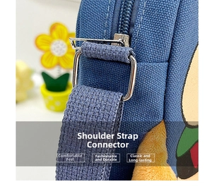 Close-up of durable canvas fabric with silver metal D-ring buckle and zipper details