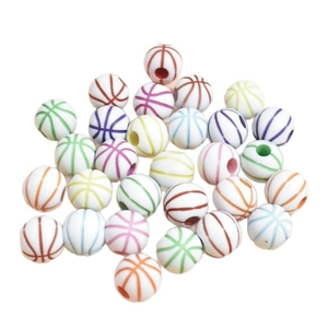 Colorful mixed 10-12mm acrylic basketball beads for DIY jewelry making and bracelets