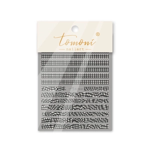 Japanese gold grid and floral nail art stickers NS-110 with black white houndstooth pattern