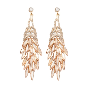 Elegante goldene Quasten-Ohrhänger mit champagnerfarbenen Steinen und Diamant-Marquise-Details