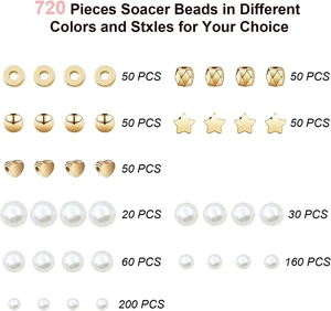 Detailed overview of 720 pieces assorted spacer beads for DIY jewelry making sets