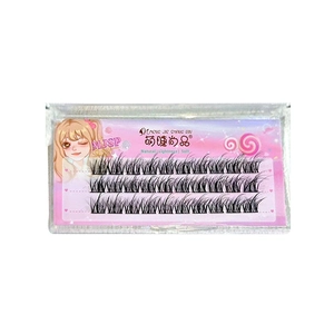 Natural mink hair false eyelashes set with three rows of different lengths in pink packaging
