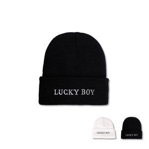 Lucky Boy Beanie Hat Acrylic Knitted Warm Cuffed Winter Autumn Outdoor Unisex Men Women Fashion