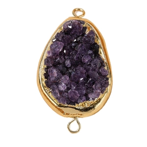 Natuurlijke amethist hanger in barokstijl met 14K vergulde randen voor DIY-sieraden maken