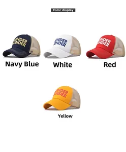 Dettaglio cappellini da baseball in cotone con rete e ricamo Wonder Wonder in 4 colori