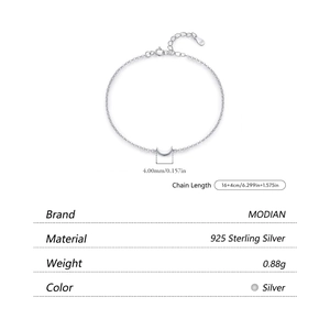 Minimalist 925 sterling silver crescent moon bracelet with adjustable 16+4cm chain
