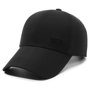 Classic black baseball cap with NYS embroidery and curved brim in a 45-degree view