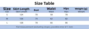 Detailed size guide table for sexy mesh panel bodycon dress showing length and bust measurements