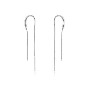 Elegant S925 sterling silver long tassel drop earrings with minimalist chain design
