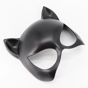 Sleek black catwoman mask with cat ears and matte finish for Halloween costume party
