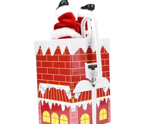 Mechanical electric climbing Santa Claus diving into a chimney toy for Christmas decor