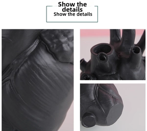 Detailed macro view of realistic anatomical heart vase showing muscle texture and vessels