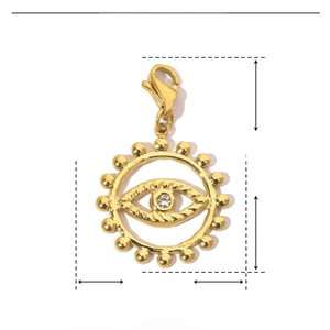 Detailed view of evil eye pendant dimensions: 31mm height, 20mm width, and 2.1g weight