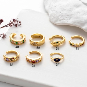 Snake Evil Eye Ear Cuff Copper Colorful Zircon Non Piercing Cartilage Clip Earrings For Women Fashion Jewelry Accessory