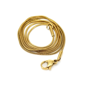Cadena de serpiente clásica de acero inoxidable bañada en oro de 18K con cierre de langosta