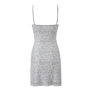 Eng anliegendes Mini-Leopardenkleid aus Samt-Mesh mit schmalen Trägern und Rückenausschnitt